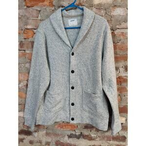 Old Navy Cardigan Sweater Mens Sz L Large Grey Thick Warm H